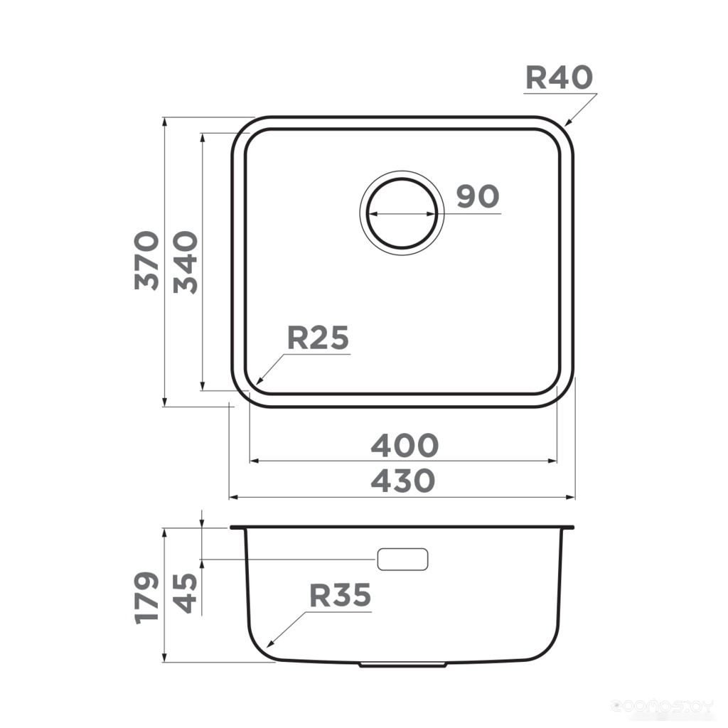 Omoikiri Omi 43-U/I-IN Ultra Mini (нержавеющая сталь)