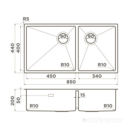 Omoikiri Taki 85-2-LB-U/IF Side GB (графит)