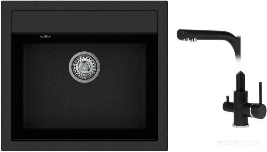 AquaSanita Quadro SQQ100 + Akvaduo 2663 L (черный металлик 601)
