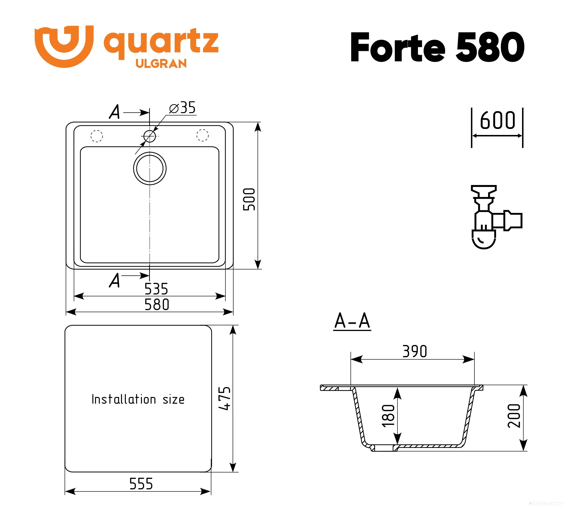 Ulgran QUARTZ Forte 580-07 (уголь)