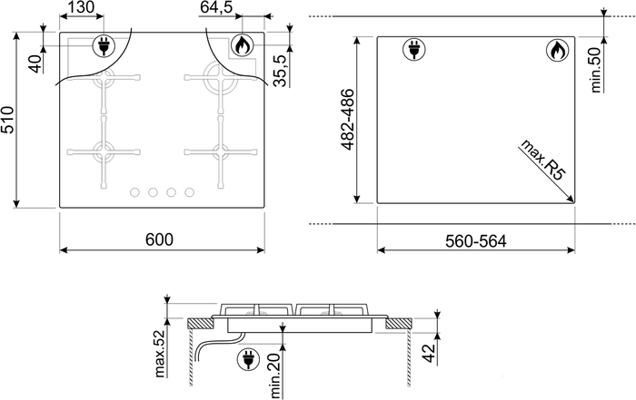 Варочная панель Smeg PV364NSA