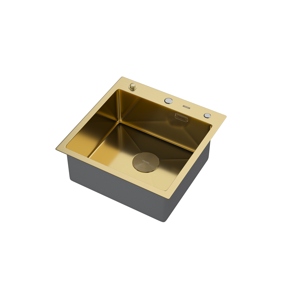 Комплект для кухни ARFEKA ECO AR мойка 500*500 POP-UP, коландер, дозатор GOLD