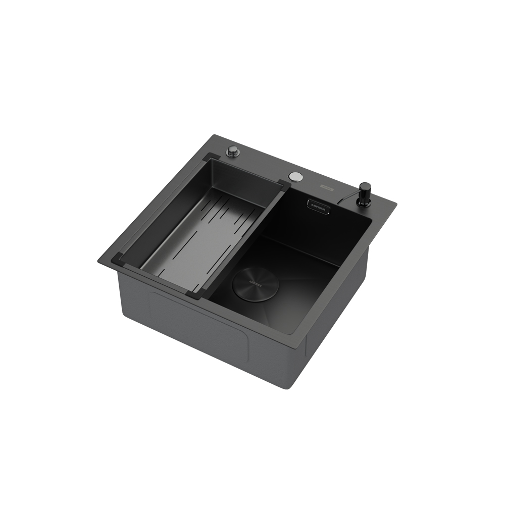 Комплект для кухни ARFEKA ECO AR мойка 500*500 POP-UP, коландер G, дозатор BLACK