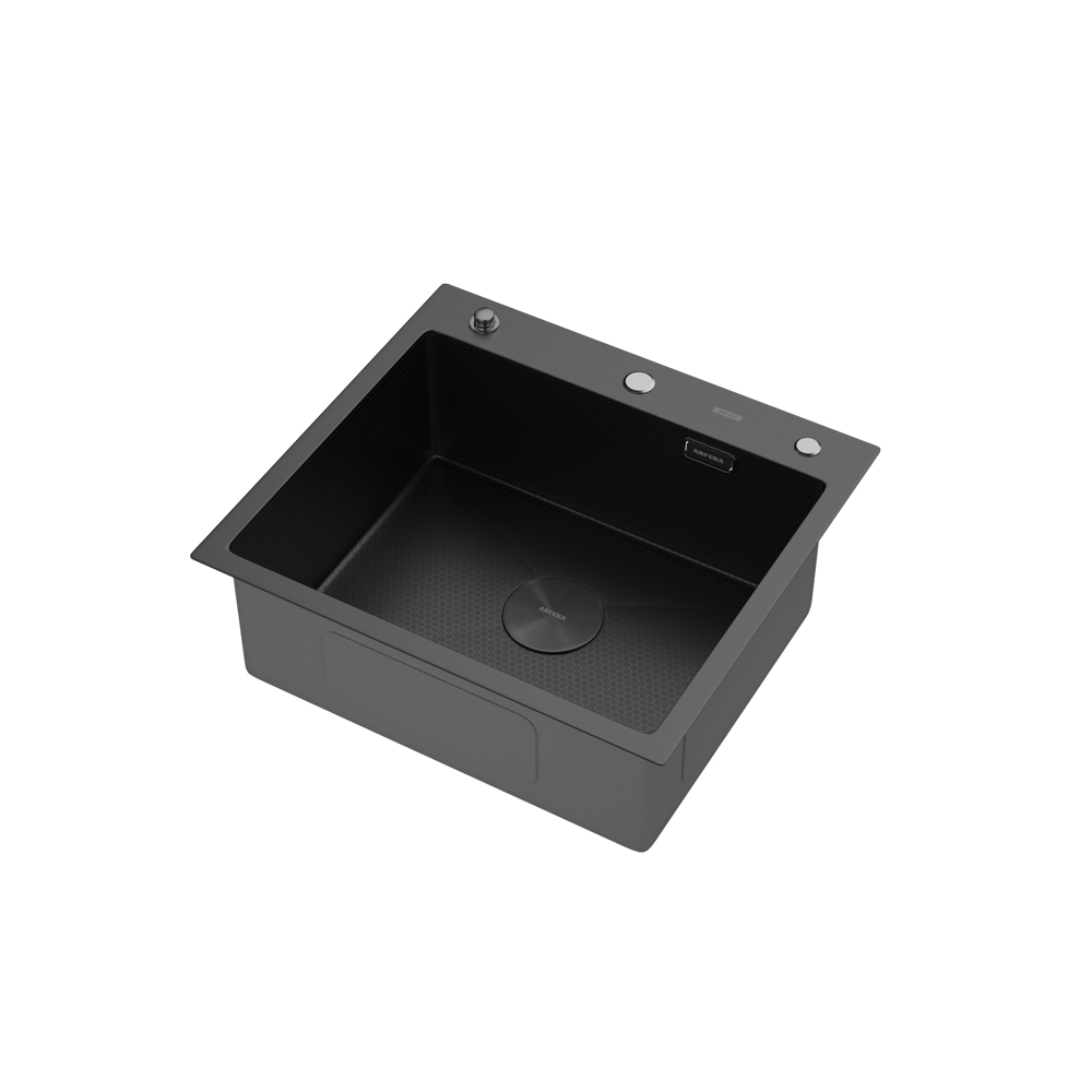 Комплект для кухни ARFEKA ECO AR мойка 550*500 POP-UP, коландер F, дозатор BLACK DECOR
