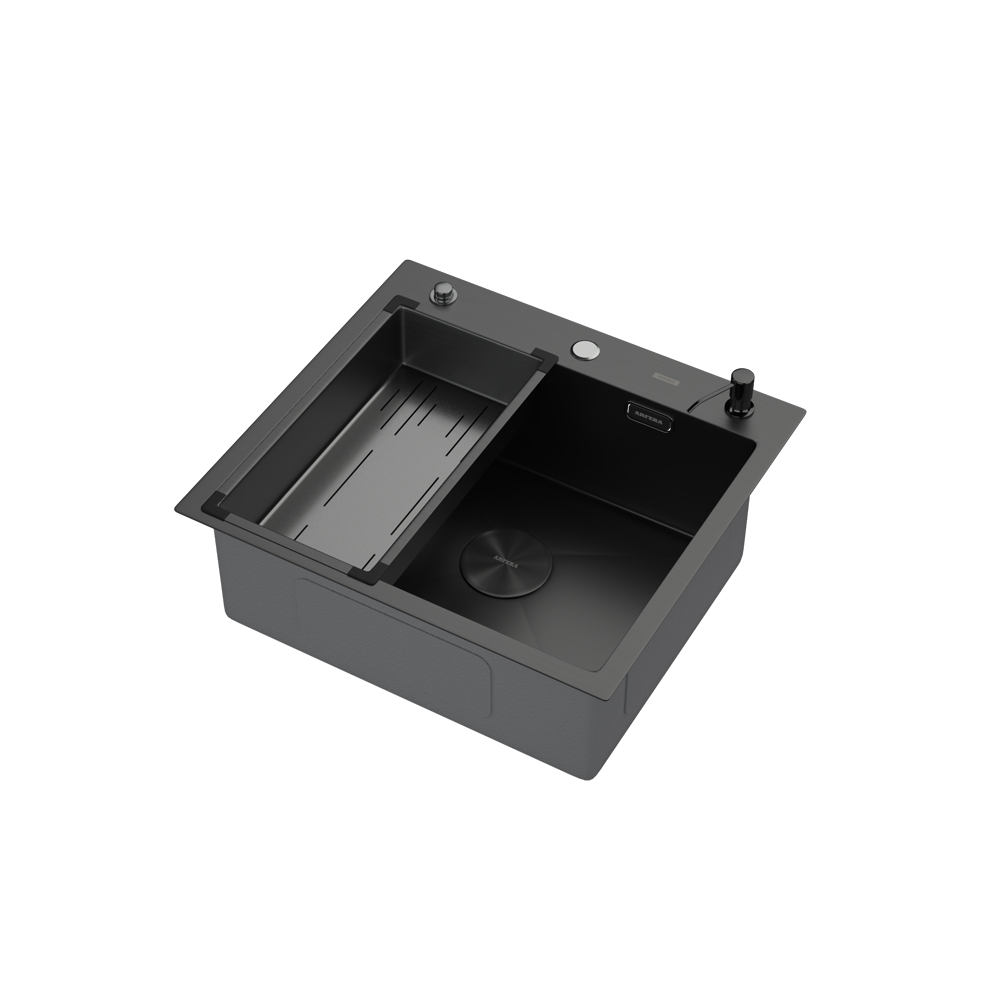 Комплект для кухни ARFEKA ECO AR мойка 550*500 POP-UP, коландер G, дозатор BLACK
