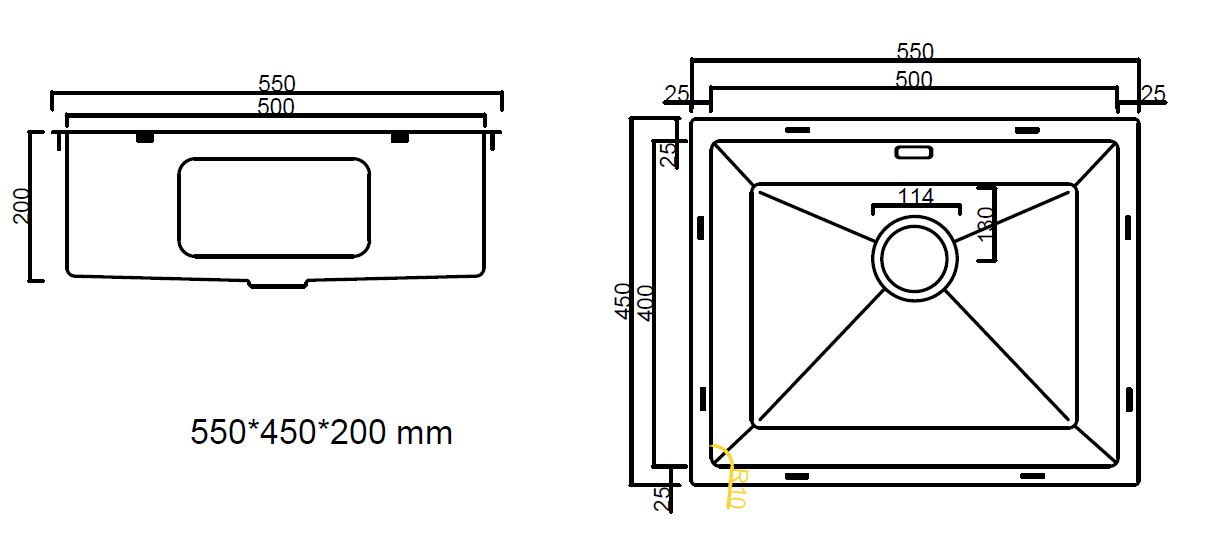 Мойка ARFEKA ECO AR 550*450 POP-UP BLACK PVD NANO