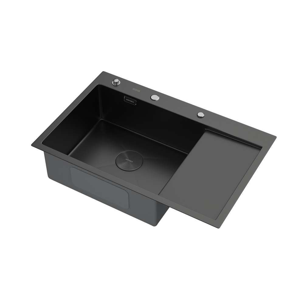 Мойка ARFEKA ECO AR 780*500 L POP-UP BLACK PVD NANO