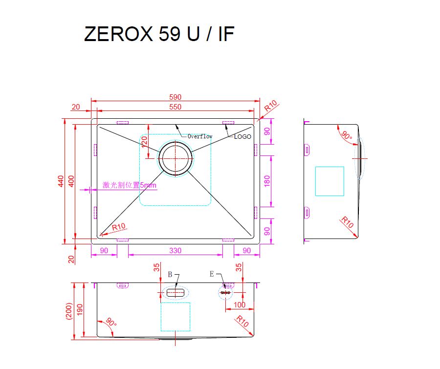 Мойка ZorG ZEROX 59 U / IF ZURINOX STEEL