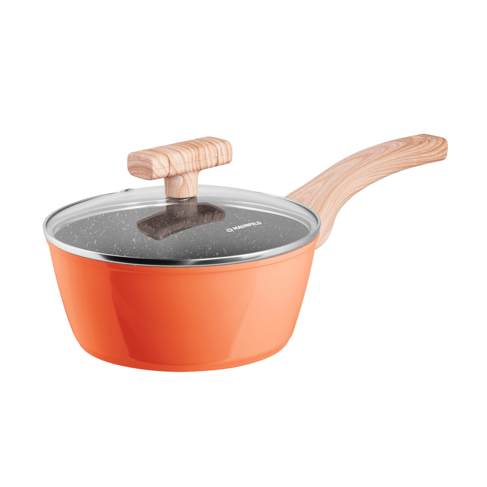 Ковш из кованого алюминия со стеклянной крышкой, 18 см, 1,6 л. MAUNFELD MARTA MSP16FA06CL